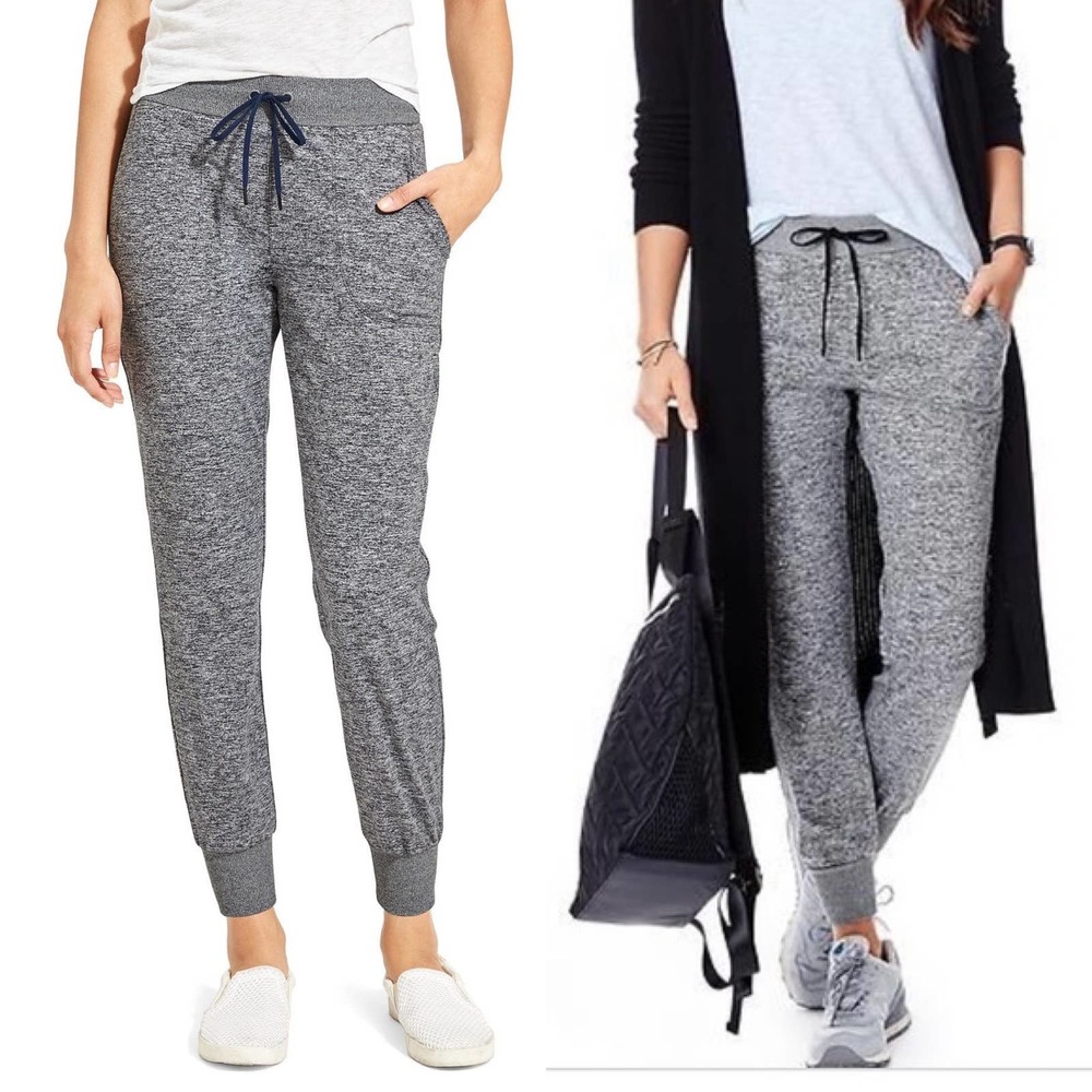 Athleta Gray Marled Drawstring Joggers